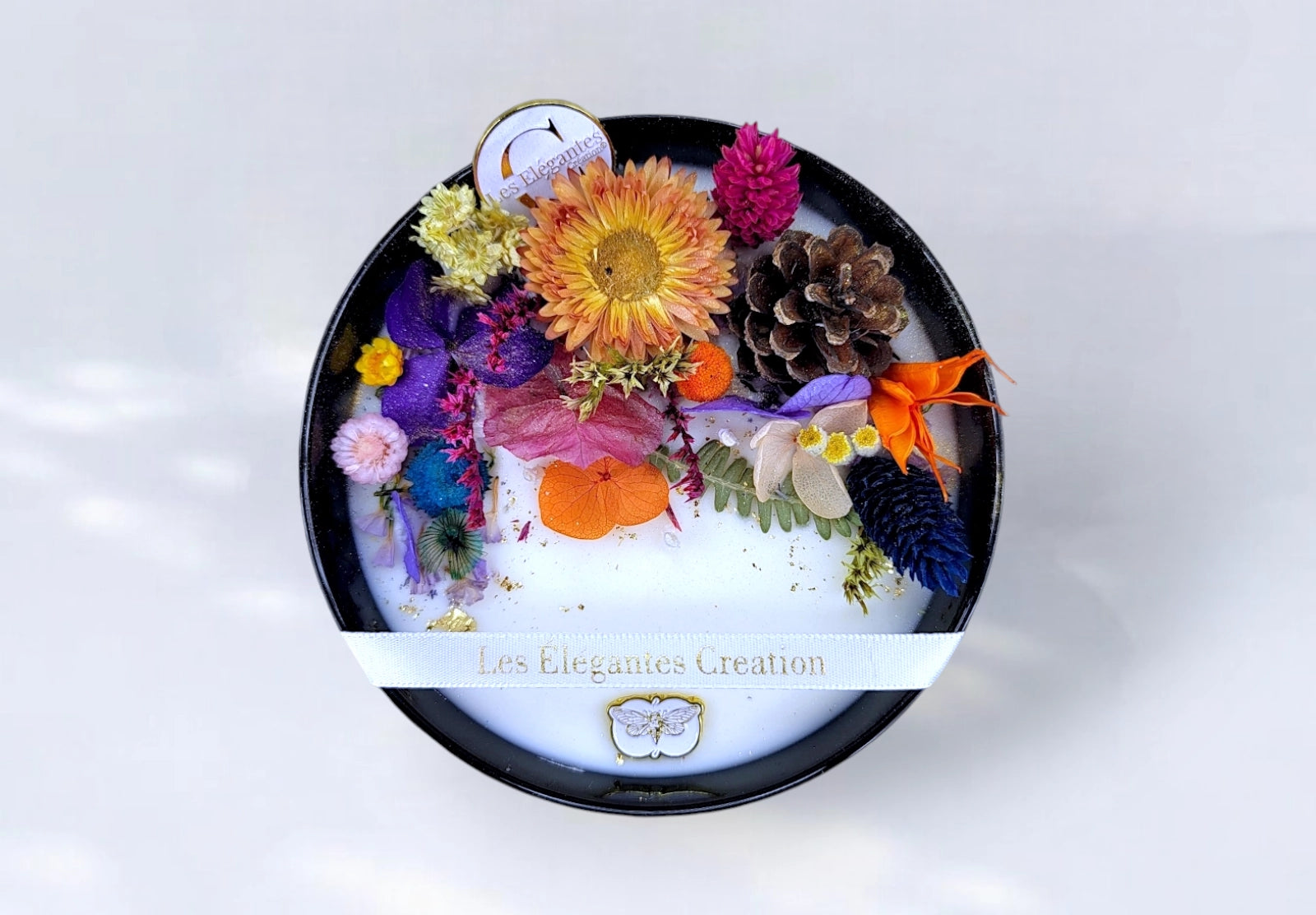 Bougie fleurie parfumée Patchouli Vanille