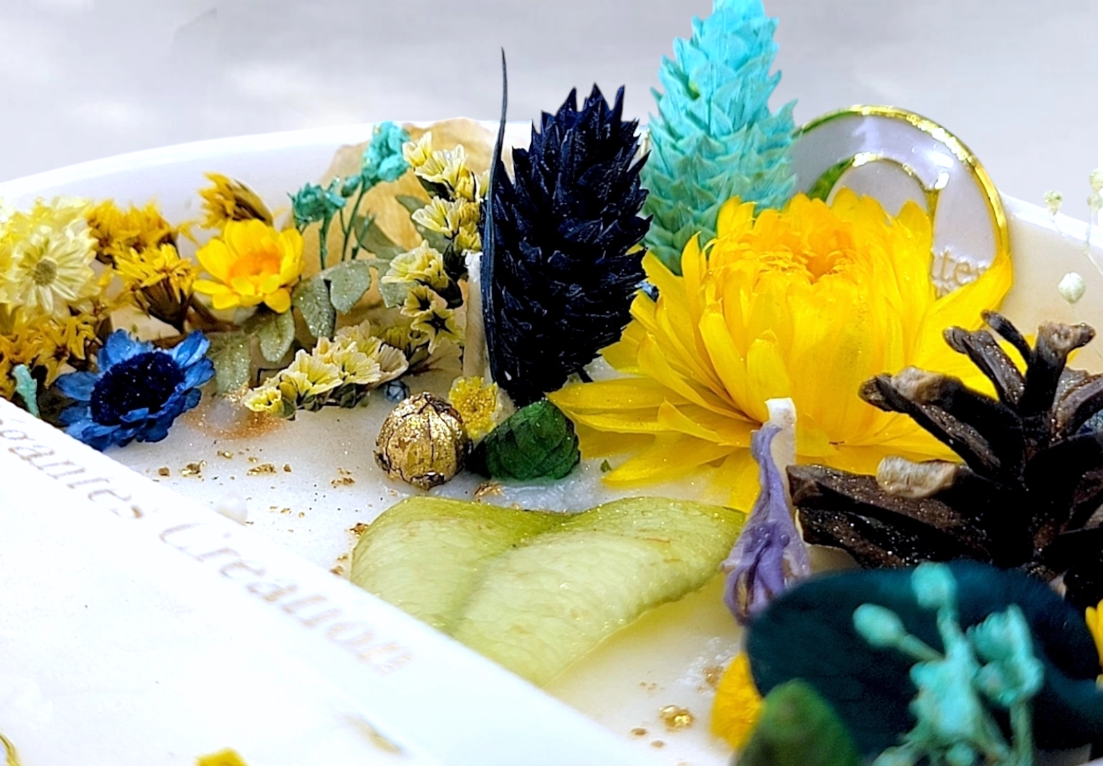 Bougie parfumée fleurie Fleur de lavande jaune vert bleu