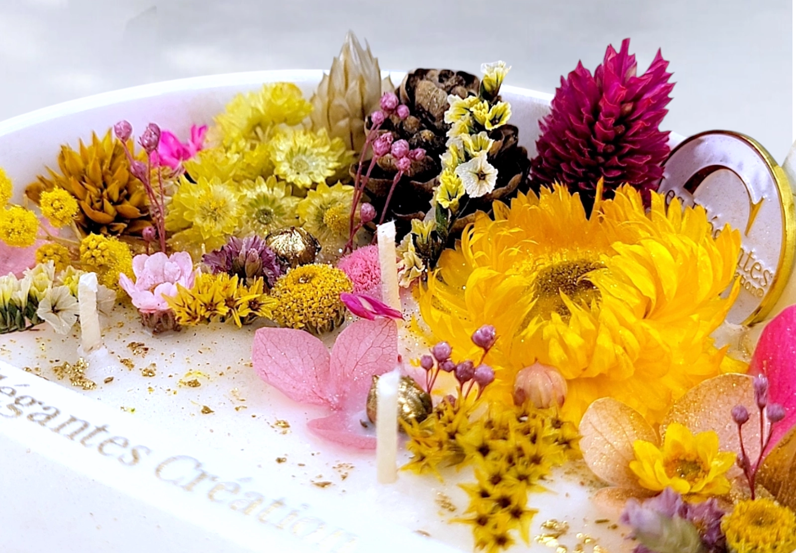 Bougie parfumee fleurie Monoi de Tahiti Jaune rose