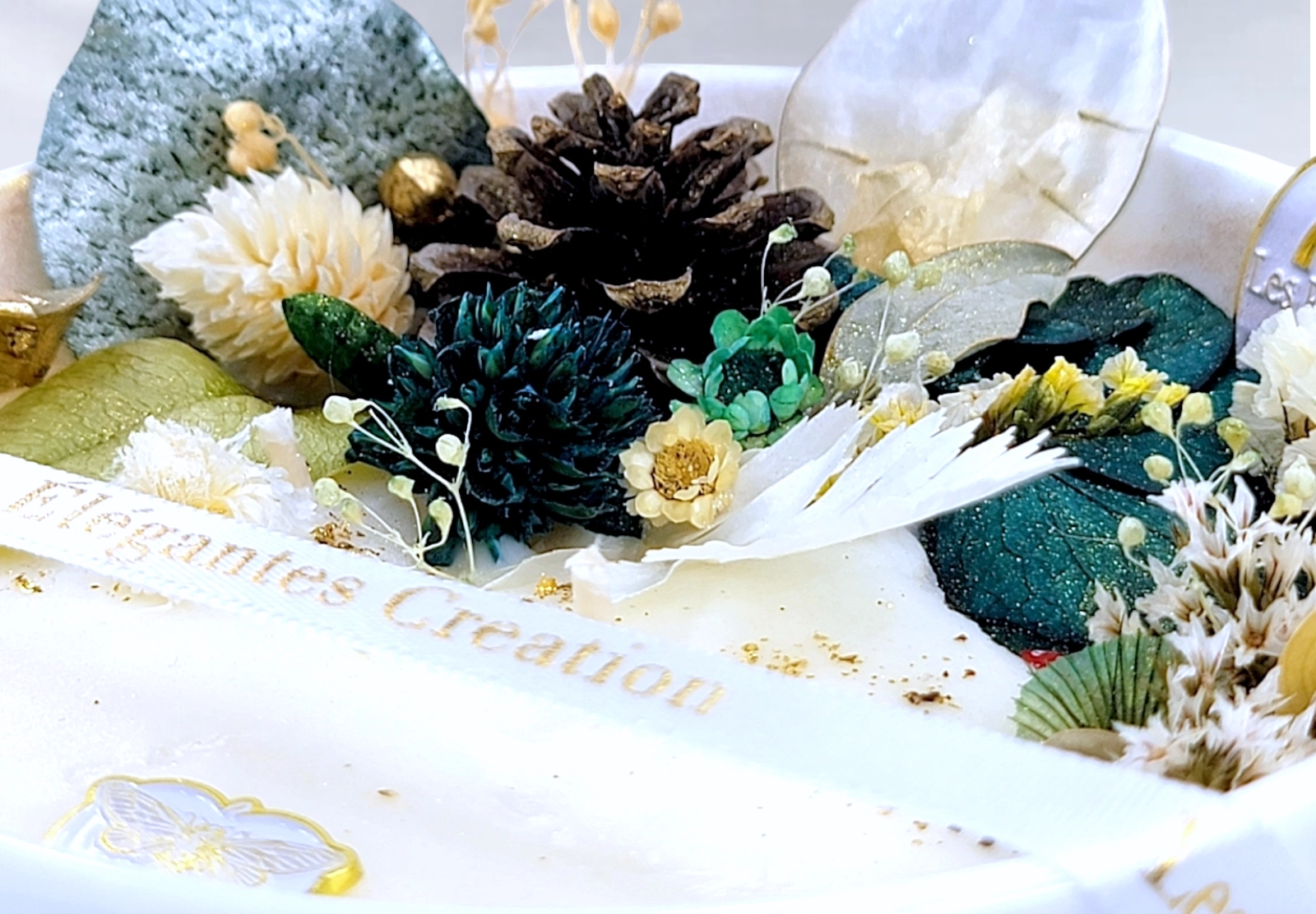 Bougie parfumée fleurie Cocooning Vert blanc beige